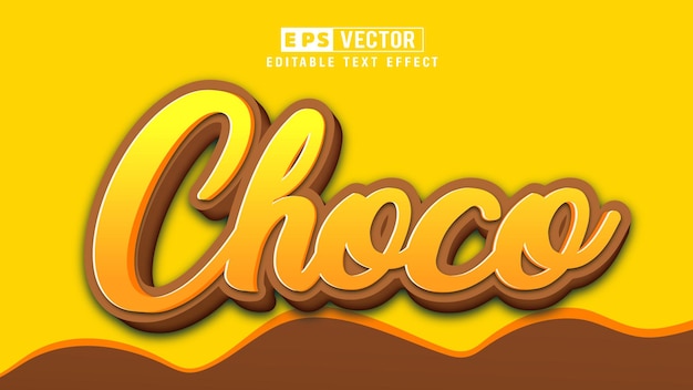 Choco 3d Edytowalny Efekt Tekstowy Wektor Z Tłem