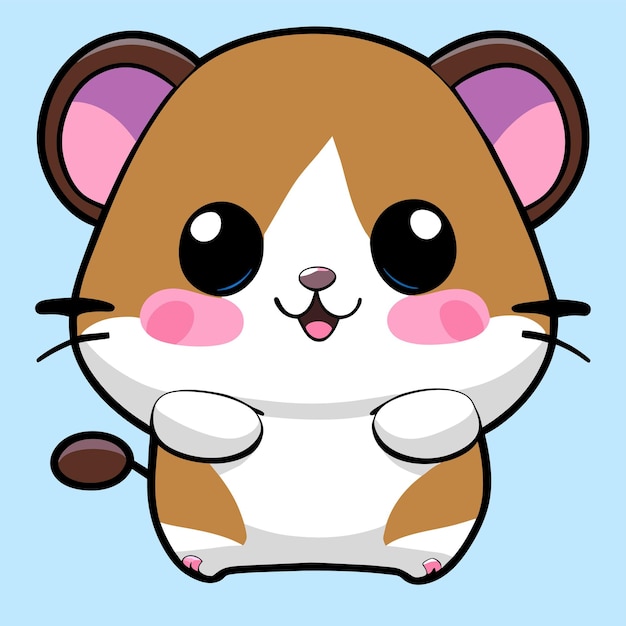 Chomik chibi kawaii ręcznie rysowane kreskówka naklejka ikona koncepcja na białym tle ilustracja