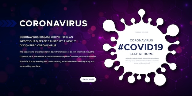 Plik wektorowy choroba koronawirusowa 2019-ncov, baner informacyjny o chorobie zakaźnej. globalna pandemia zagraża zdrowiu ludzi.