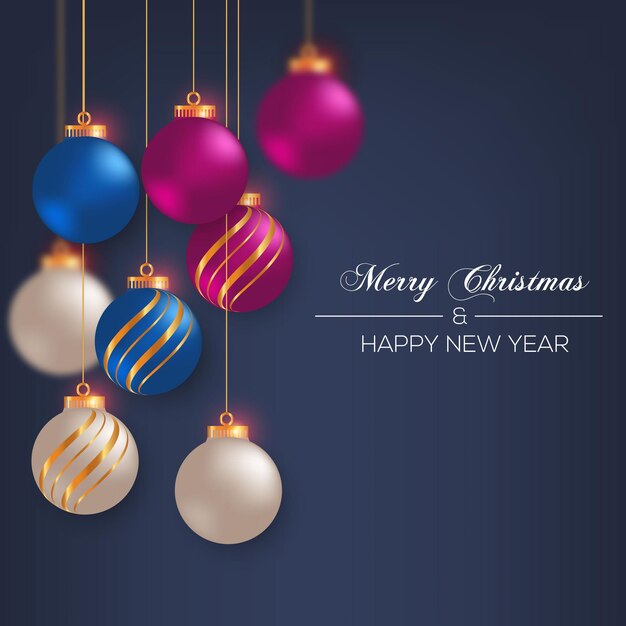 Christmas Ball Realistyczna srebrna, czerwona i złota koncepcja kolorów