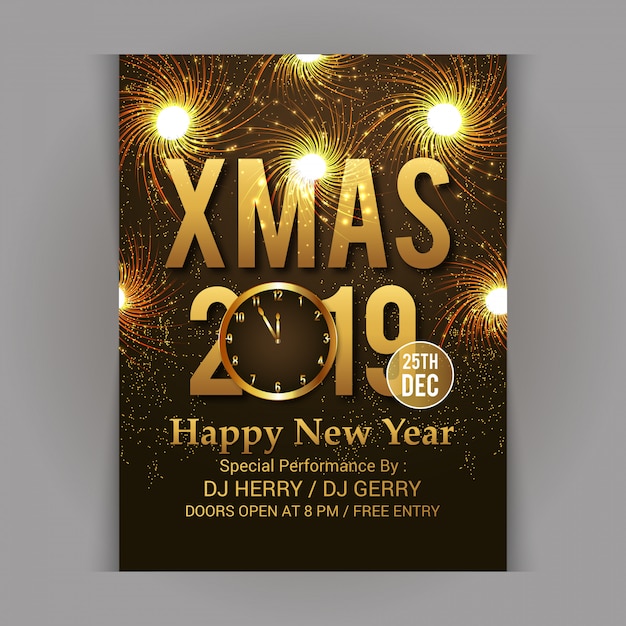 Christmas & Happy New Year Party Flyer