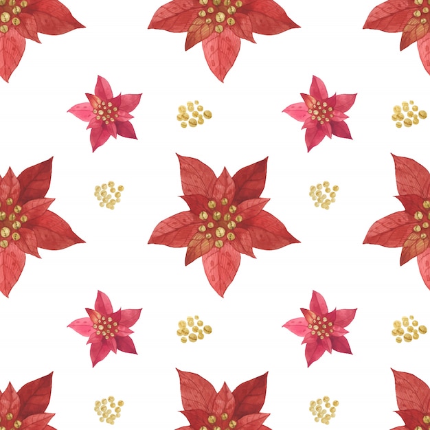 Christmas Red Star Poinsettia Pattern