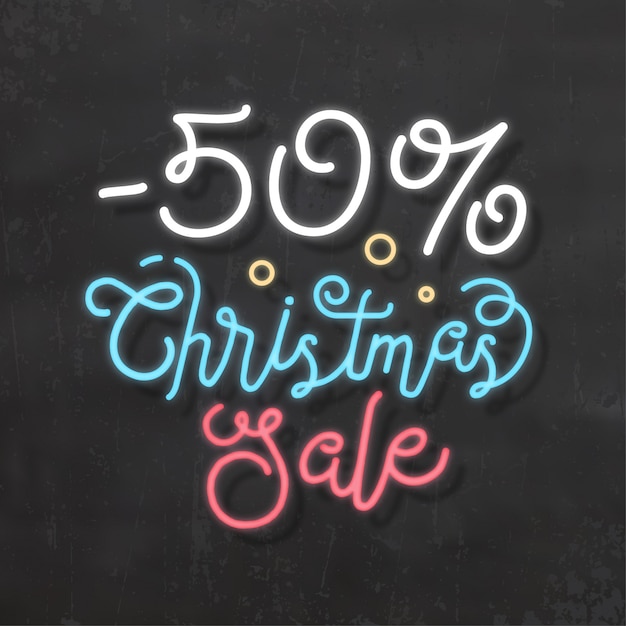 Plik wektorowy christmas sale sign / neon style