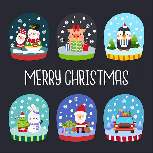 Christmas Snow Globe Vector.