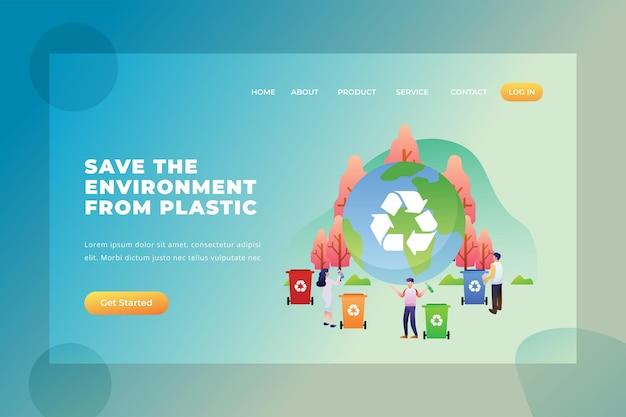 Chroń środowisko przed plastikiem — strona docelowa wektorowa