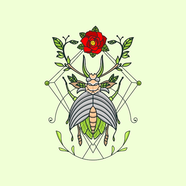 Plik wektorowy chrząszcz i róża
