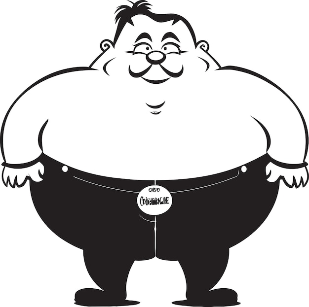 Chubby Character Wektor Logo Emblemat Portrait Portrait Czarny Wektor Projekt graficzny