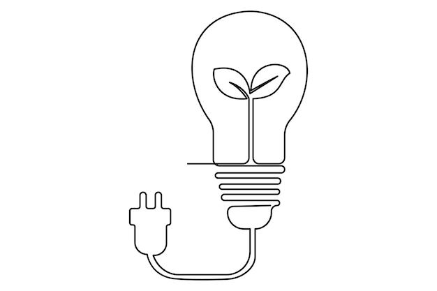 Ciągła ekologia jednej linii zrównoważona ilustracja sztuki wektorowej konturów