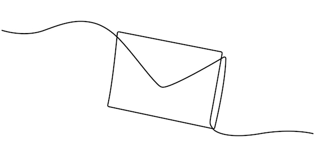 Ciągła jedna linia listy koperta list utonięcie ilustracja e-mail szkic art post list graficzny