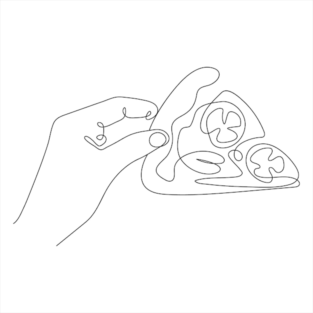 Ciągła jedna linia pizzy i kawiarnia fast food włoska ilustracja wektorowa