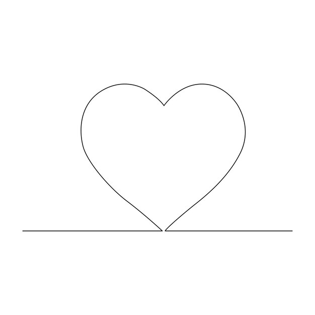Ciągła Jedna Linia Sztuki Serce Kształtu Miłości Na Białej Ilustracji
