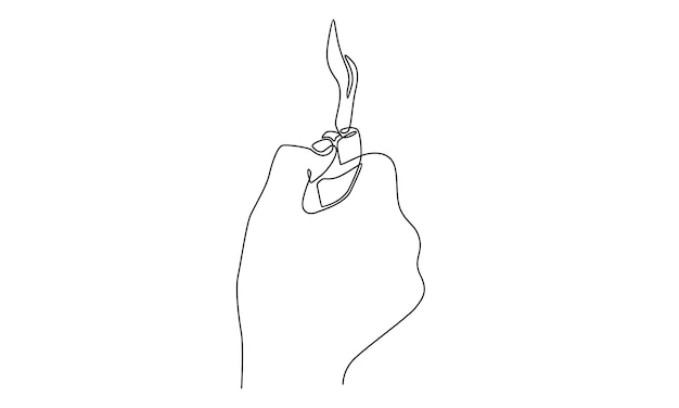 ciągła linia ręki trzymająca lighter ilustracja