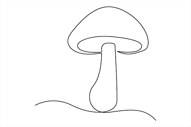Ciągła pojedyncza linia rysunku grzyba edytowalna ilustracja wektorowa konturów