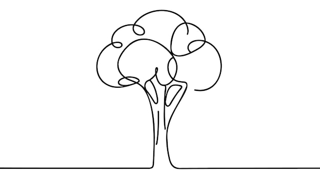 Ciągła pojedyncza rysowana jedna linia brokuły warzywa ręcznie rysowana sylwetka obrazu Line art Doodle