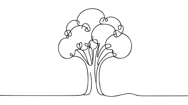 Ciągła pojedyncza rysowana jedna linia brokuły warzywa ręcznie rysowana sylwetka obrazu Line art Doodle