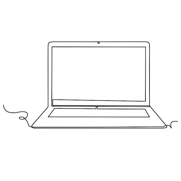 Ciągłe rysowanie jednej linii laptop rysowanie sztuki i ilustracji projektowania wektorowego