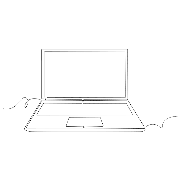 Ciągłe rysowanie jednej linii laptop rysowanie sztuki i ilustracji projektowania wektorowego