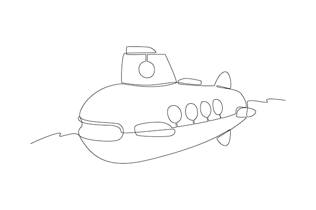 Ciągłe rysowanie jednej linii Ocean podróży koncepcja transportu Pojedyncza linia rysować projekt grafiki wektorowej ilustracji