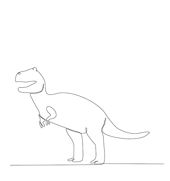 ciągłe rysowanie linii ilustracji wektorowych dinozaurów