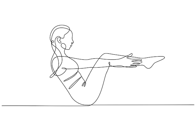 Ciągłe Rysowanie Linii Kobieta ćwiczy Koncepcję Jogi Fitness Ilustracja Wektorowa