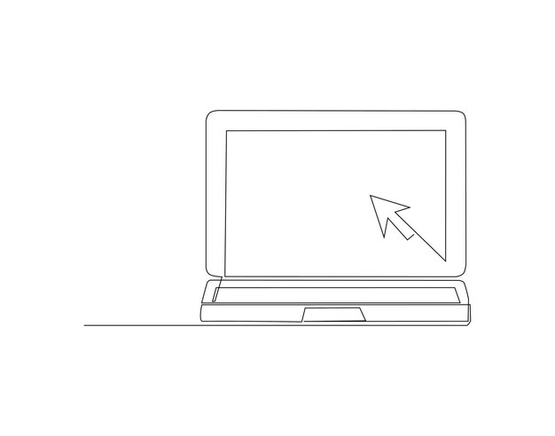 Ciągłe rysowanie linii laptopa Komputer Jedna linia laptopa Gadget laptop Ciągła linia Art Edit