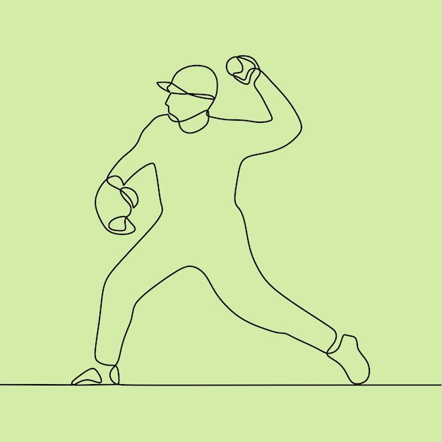 Plik wektorowy ciągłe rysowanie linii ludzie grający w softball