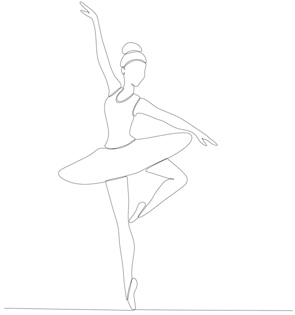 Plik wektorowy ciągłe rysowanie linii. tancerka baleriny baleriny. ilustracja wektorowa