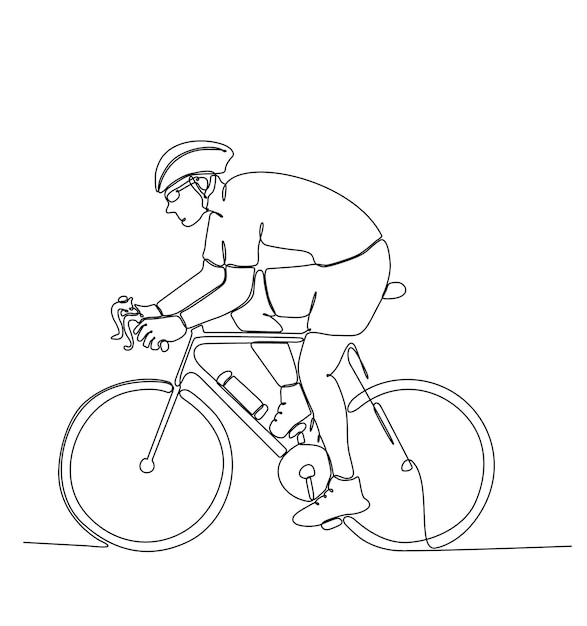 ciągły jeden rysunek linii sportu Jazda na rowerze triathlon Sportowiec rowerowy lub rowerzysta