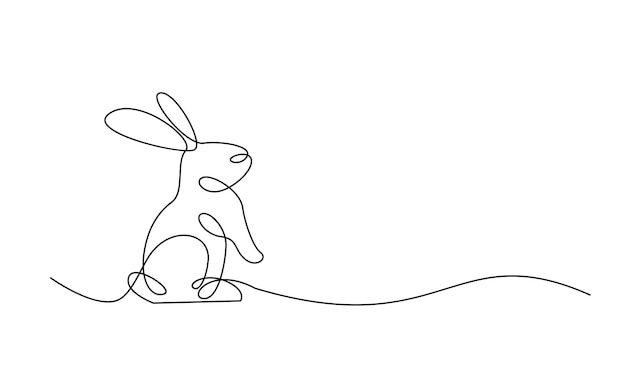 Plik wektorowy ciągły, jednoliniowy rysunek królika wielkanocnego