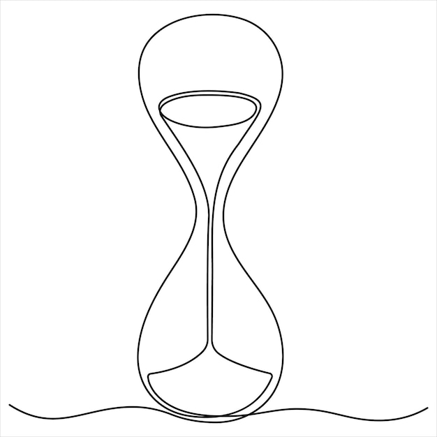 Ciągły pojedynczy rysunek piaskowca z przepływowym piaskiem Retro timer jako koncepcja upływu czasu