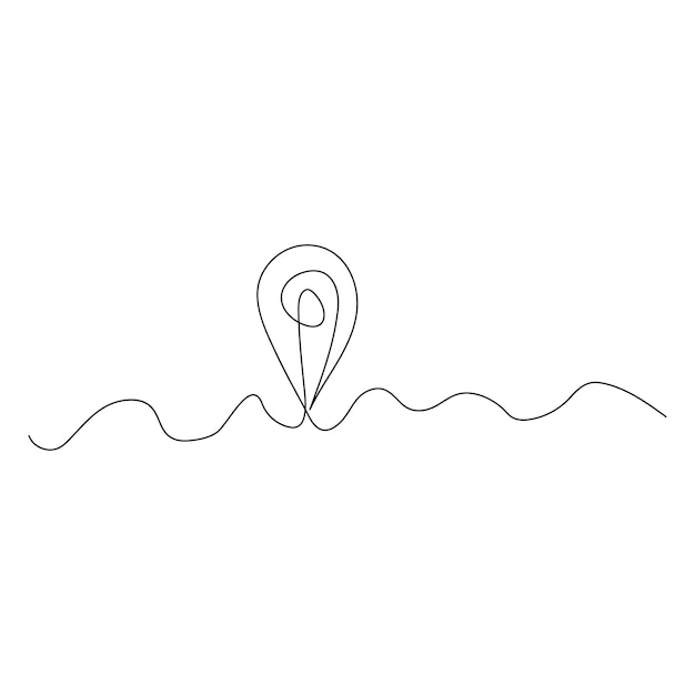 Ciągły ruch pojedynczej linii jedna linia mapa lokalizacja pin art rysunek projekt wektorowy illastrator