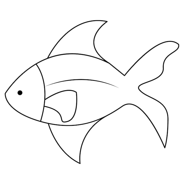 Ciągły Rysunek Jednej Linii Dużej Ryby I Ilustracja Grafiki Wektorowej Pojedynczej Linii