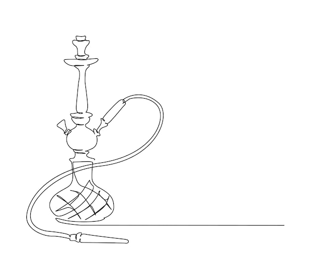 Plik wektorowy ciągły rysunek jednej linii fajki wodnej sprzęt do palenia tytoniu prosty sheesha zarys ilustracji wektorowych