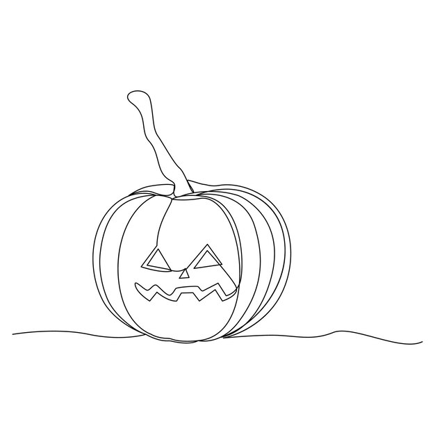Ciągły rysunek jednej linii ilustracji wektorowych dyni Halloween