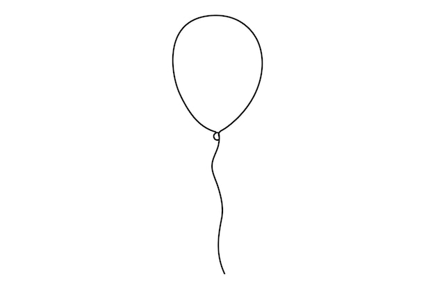 Ciągły rysunek jednej linii izolowanego wektora obrysowego balonu Ilustracja