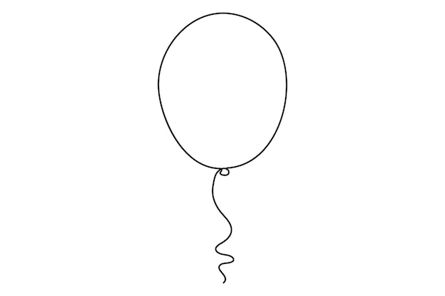 Ciągły rysunek jednej linii izolowanego wektora obrysowego balonu Ilustracja