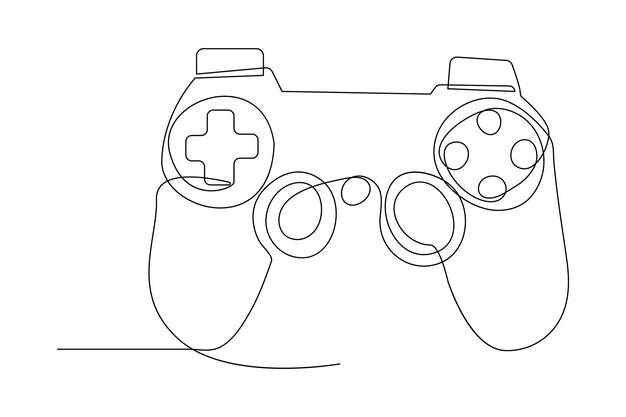 Ciągły rysunek jednej linii joysticka do gier Joystick kontroler obrys ilustracji wektorowej