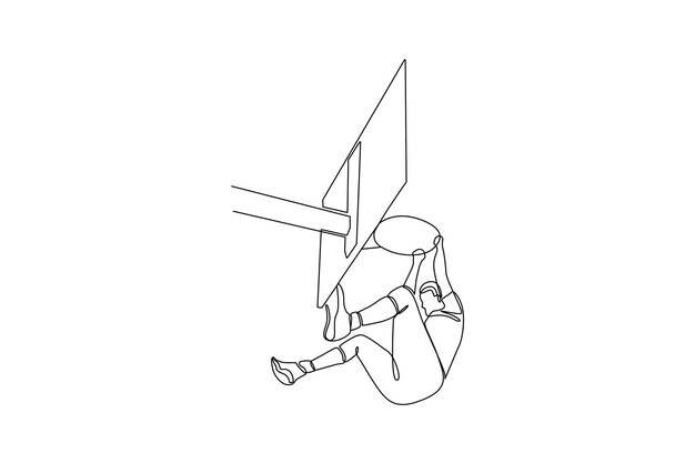 Ciągły rysunek jednej linii Koncepcja piłki koszykówki Ilustracja wektorowa Doodle