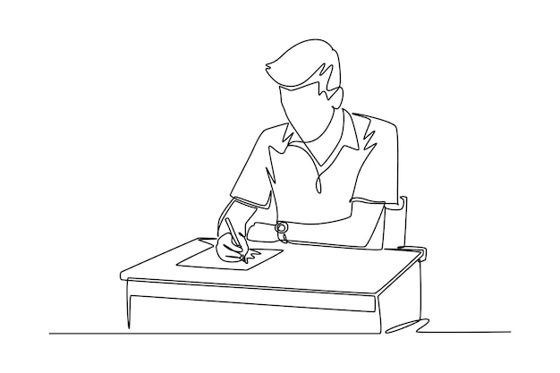 Ciągły rysunek jednej linii Koncepcja studiowania w klasie i laboratorium Ilustracja wektorowa Doodle