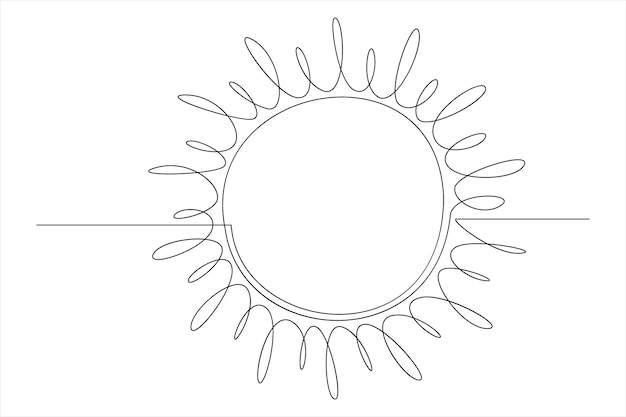 Ciągły rysunek jednej linii sztuka słoneczna letnie słońce kontur linia znak linia sztuka ilustracja
