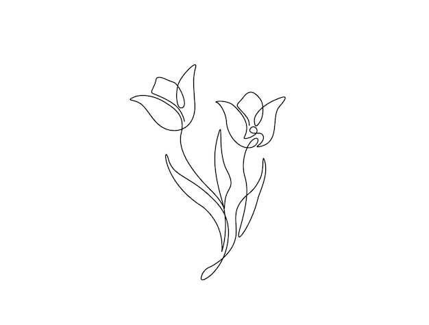 Plik wektorowy ciągły rysunek kwiatów tulipanów