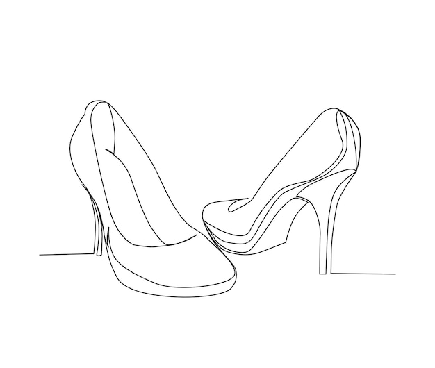 Plik wektorowy ciągły rysunek linii butów na wysokim obcasie eleganckie damskie szpilki na szpilkach linia sztuki rysowania wektorowego projektu