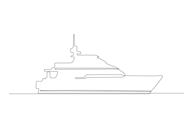 Ciągły Rysunek Linii Nowoczesnej Ilustracji Wektorowych Koncepcji Statku Wektor Premium
