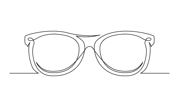 Ciągły rysunek linii starych okularów na białym tle