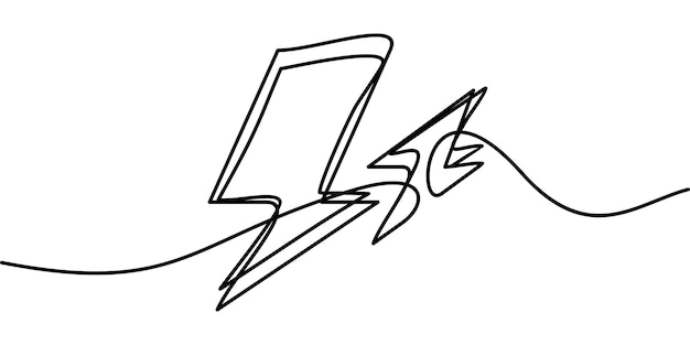 ciągły rysunek linii symbolu błyskawicy abstrakcyjna ilustracja artystyczna