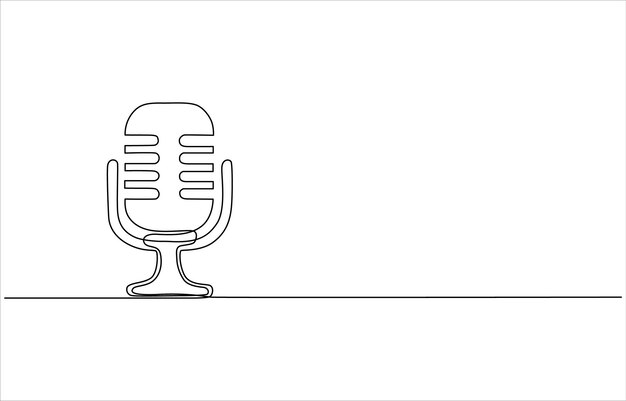 Ciągły rysunek linii vintage mikrofon mikrofon prosty line art z aktywnym uderzeniem Vocali