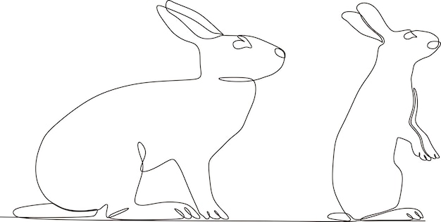 Ciągły Rysunek Linii Zwierzęcia-królika