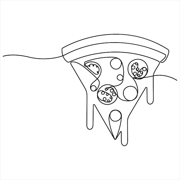 Ciągły rysunek pojedynczej linii kawałka gorącej pizzy koncepcja ilustracji wektorowej Światowego Dnia Żywności