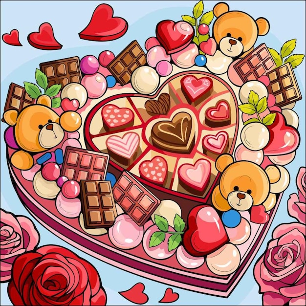 Plik wektorowy ciasto w kształcie serca z wieloma sercami i słowem miłość na nim