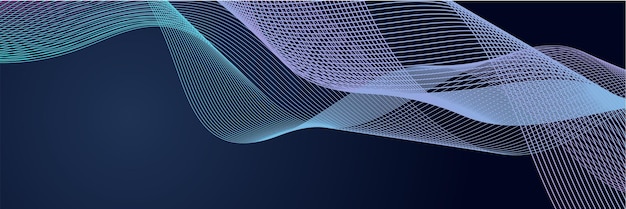 Ciemne abstrakcyjne tło z świecącą falą Błyszczące poruszające się linie element projektu Nowoczesny fioletowo-niebieski gradient płynące linie fali Futuristyczna koncepcja technologii Ilustracja wektorowa